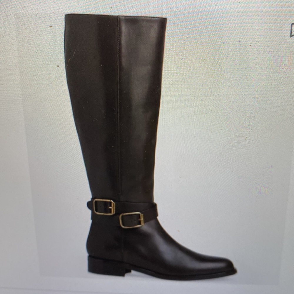 NWT L.K. Bennett Brogan dark brown leather tall equestrian  riding boots Sz 38